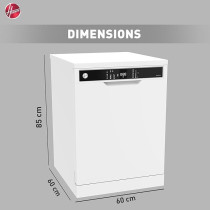 Hoover Freestanding Dishwasher, 12 Place Settings, 5 Programs, Push Button, Delay Start, Half Load Cleaning, Child Safety Lock, Quiet Operation, White, HDW-V512-W