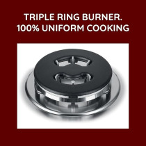 Ariston Freestanding Cooker with Convection Oven, Full Gas Cooking Range-5 Burners With 1 Triple Crown Sabaf, Single Hand Automatic Ignition, Full Safety, Cast Iron Pan Support, AM9GC6KCX/MEA, Grey 90 x 60 cm