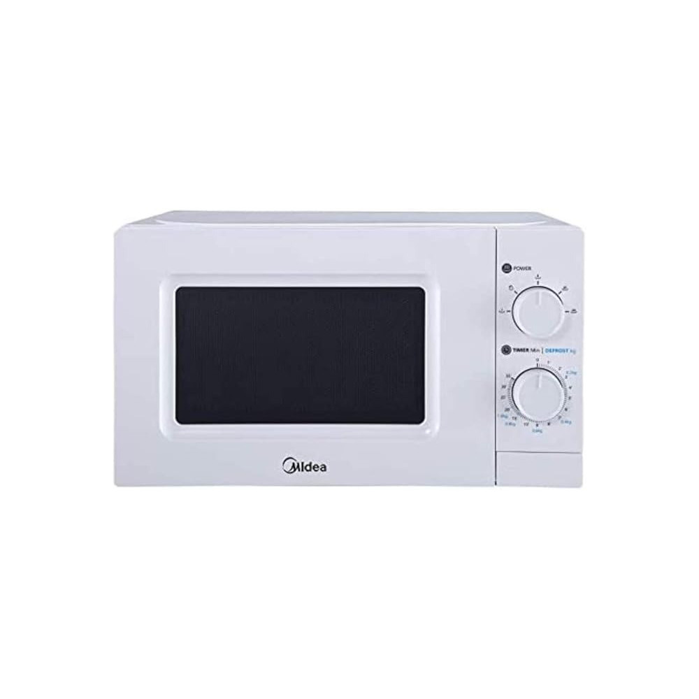 Midea 20 Liters Solo Microwave Oven with 5 Power Levels, 700W, Child-Safety-Lock, Defrost Function, 35 Minutes Timer, Fast Reheat, Push Button Door Opening, Good For Home And Office, White, MO20MWH