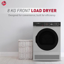 Hoover 8Kg Front Loading Tumble Dryer, 16 Programs, Condenser Type, Knob And Touch Control Panel , Delay Start, Child Lock, Freestanding, Silver, HCD-V812-S