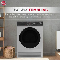 Hoover 8Kg Front Loading Tumble Dryer, 16 Programs, Condenser Type, Knob And Touch Control Panel , Delay Start, Child Lock, Freestanding, Silver, HCD-V812-S