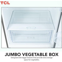 TCL 605L Double Door Refrigerator, No Frost, Electronic Touch Display, Humidity Crisper Control, Twist Ice Maker, Max Space, LED Light, Inox Finish, P605TMN
