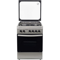 Super General Freestanding Gas-Cooker 4-Burner Full-Safety, Stainless-Steel Cooker, Gas Oven with Automatic Ignition, Silver, 50 x 50 x 85 cm, SGC 5470MSFS