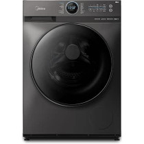 Midea 12KG Front Load Smart Washing Machine With Lunar Dial, 1400 RPM, 14 Programs, Fully Automatic Washer, Digital LED Display, BLDC Inverter, Steam Care, Wi-Fi Connectivity, Titanium, MF200W120WBTGCC, Black