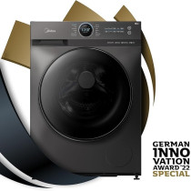 Midea 12KG Front Load Smart Washing Machine With Lunar Dial, 1400 RPM, 14 Programs, Fully Automatic Washer, Digital LED Display, BLDC Inverter, Steam Care, Wi-Fi Connectivity, Titanium, MF200W120WBTGCC, Black