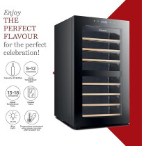 Kenwood Beverage Cooler 43 Bottles Wine Refrigerator With Dual Temperature Zone, Double Glass Door, Blue Light, Smart Control BCW43.000Bk, Black