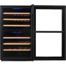 Kenwood Beverage Cooler 43 Bottles Wine Refrigerator With Dual Temperature Zone, Double Glass Door, Blue Light, Smart Control BCW43.000Bk, Black