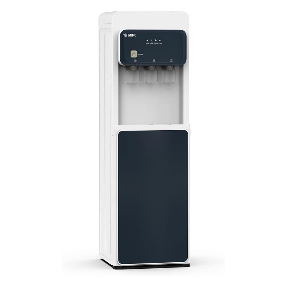 Sure Bottom Loading Water Dispenser, Child Safety Lock, Triple Faucets With Temperature Mode, Floor Standing, Navy Blue/White, SBL2270WP