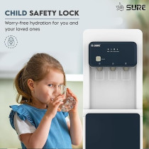 Sure Bottom Loading Water Dispenser, Child Safety Lock, Triple Faucets With Temperature Mode, Floor Standing, Navy Blue/White, SBL2270WP