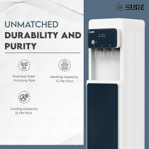 Sure Bottom Loading Water Dispenser, Child Safety Lock, Triple Faucets With Temperature Mode, Floor Standing, Navy Blue/White, SBL2270WP