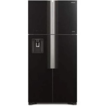 Hitachi 760L Gross Side By Side 4 Doors Premium Refrigerator, RW760PUK7GBK, French Door, No Frost Fridge, Dual Fan Cooling, Movable Twist Ice Tray, Glass Black