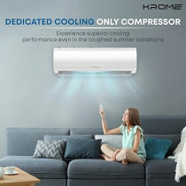 Krome 2 Ton AC,Split Air Conditioner with Advanced Rotary Compressor Technology, 24000 BTU,Low Noise,Environment Friendly R-410a, Smooth and Stable Operations, White KR-AR24TT3