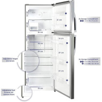Super General 510 Liters Gross Double Door Refrigerator-Freezer, No-Frost, Multi-Flow-Cooling, Lock And Key, Inox finish, SGR-510-l, 68.2 x 70.5 x 178 cm, Silver