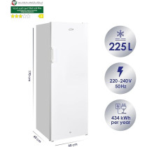 Super General Upright Freezer 350 Liter Gross Volume, Compact Deep-Freezer With 7 Plastic Drawers, Lock and Key, 60 x 60 x 170 cm, SGUF-348-H, White