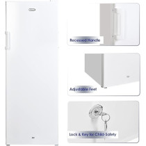 Super General Upright Freezer 350 Liter Gross Volume, Compact Deep-Freezer With 7 Plastic Drawers, Lock and Key, 60 x 60 x 170 cm, SGUF-348-H, White