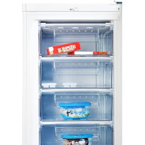Super General Upright Freezer 350 Liter Gross Volume, Compact Deep-Freezer With 7 Plastic Drawers, Lock and Key, 60 x 60 x 170 cm, SGUF-348-H, White
