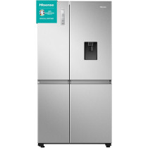 Hisense Two Door Side by Side 637L Fridge, Non plumbed Water Dispenser, Dual Temp Control Zone, Durable Inverter, 91 x 71.7 x 179.5 cm (LxWxH), Silver, RS3N668SMI3