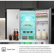 Hisense Two Door Side by Side 637L Fridge, Non plumbed Water Dispenser, Dual Temp Control Zone, Durable Inverter, 91 x 71.7 x 179.5 cm (LxWxH), Silver, RS3N668SMI3