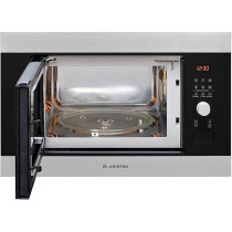Ariston Built In 25L Microwave Oven With Grill, Inverter, LCD Display, Defrost Reheat and Grilling, Stainless Steel, Auto Programs, Child Lock, Round Grill Grid, 900W, 1000W Grill, Inox, MF25GUKIXA
