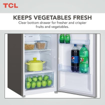 TCL 324L Double Door Refrigerator, No Frost, Humidity Crisper Control, Holiday Function, And Freeze, LED Light, Adjustable Glass Shelves, Inox Finish, P324TMN