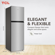 TCL 324L Double Door Refrigerator, No Frost, Humidity Crisper Control, Holiday Function, And Freeze, LED Light, Adjustable Glass Shelves, Inox Finish, P324TMN