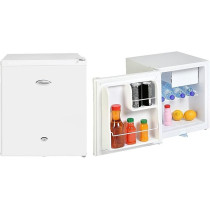 Super General 60 Liter Gross Volume Compact Mini-Refrigerator SGR-035-H, White Beverage-Fridge With Child Lock, Shelf, Freezer-Box, Reversible Door, 51 x 44 x 47 cm, White