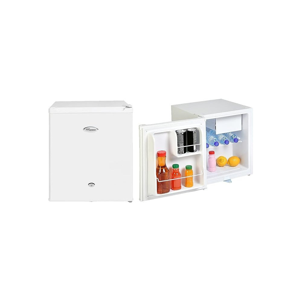 Super General 60 Liter Gross Volume Compact Mini-Refrigerator SGR-035-H, White Beverage-Fridge With Child Lock, Shelf, Freezer-Box, Reversible Door, 51 x 44 x 47 cm, White
