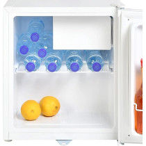 Super General 60 Liter Gross Volume Compact Mini-Refrigerator SGR-035-H, White Beverage-Fridge With Child Lock, Shelf, Freezer-Box, Reversible Door, 51 x 44 x 47 cm, White