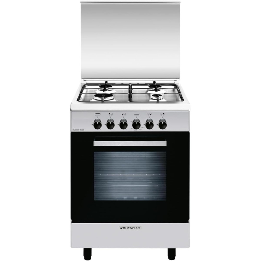 Glemgas 60 x 60 cm 4 Burners Gas Cooker and Gas Oven Model AL6611GI, Silver