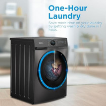 Midea 12/8 KG Smart Washer Dryer with BLDC Inverter Motor, 1400 RPM, Fully Automatic Front Load Washing And Drying Duo Wi-Fi Machine, 16 Programs-Allergy/Steam Care/Auto Clean, Titanium, MF200D120WBT-GCC
