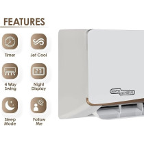 Super General 1.5 Ton Split Air Conditioner, 18000 BTU, Rotary Compressor, Auto Restart, Gold Fin, 4-Way Swing, SGS-195-AE, White, 115.5 x 41.5 x 31.5 cm