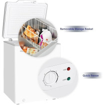 Super General Chest-Freezer 150 Liter Gross Volume, SGF-155-H, White, Compact Deep-Freezer with Storage-Basket, Lock and Key, Wheels, 63.2 x 56.5 x 83.5 cm
