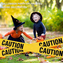 Braingiggles Halloween Caution Tape 25 M, Yellow Hazard Warning Tape For Halloween Decorations, Safety Printed Halloween Tape For Workplace Danger Areas, Halloween Supplies And Decor (Yellow)