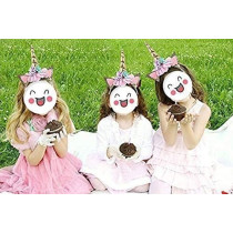 Braingiggles Unicorn Headband Ears Photo Props Girl Birthday Outfit Cheeks Gold Glitter Horn Headband Flowers Headwear Accessory For Party Decoration Cosplay Costume
