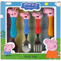 Pinkpig Peppa Set Kids Spoon Fork Children Baby Tableware, Multicolor, PPS-01