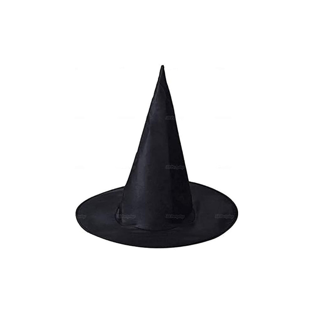 Braingiggles Black Witch Hat For Halloween Costume For Kids And Adults, Witch Costume Accessory For Girls And Women, Wizard Hat For Cosplay, Halloween Decorations And Character Costume