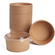 Ecoway Compostable Heavy Duty Made Of Paper, 750 Ml, Pack Of 25, Disposable Bowls Eco-Friendly Biodegradable Perfect For Salad, Soup, Dessert, Brown