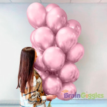 Braingiggles 50Pcs Metallic Balloon 12Inches Latex Balloon For Party Balloon, Wedding, Graduation, Kids Birthday Party, Christmas, Baby Shower, Party Supplies, Arch Balloon (Pink)