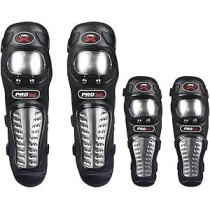 Pro Motorcycle Stainless Steel Moto Elbow Knee Pads Motocross Racing Protective Gear Protector Guards Kit 4 Piece, Flexible Breathable Adjustable Elbow Armor Bike Safety
