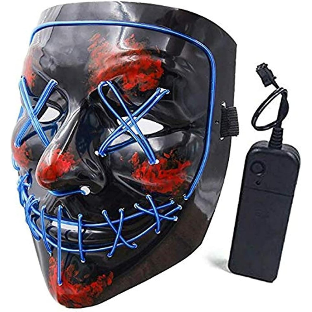 Halloween Mask Led Light Up Purge Mask For Festival Cosplay Halloween Costume Masquerade Parties-Blue Light