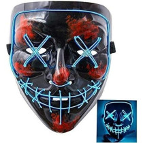 Halloween Mask Led Light Up Purge Mask For Festival Cosplay Halloween Costume Masquerade Parties-Blue Light