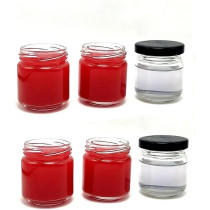 Small Glass Jar With Twist Black Lids, Airtight Food Storage Honey Jar Favors Leak Proof Seal (6, Round, 25Ml)