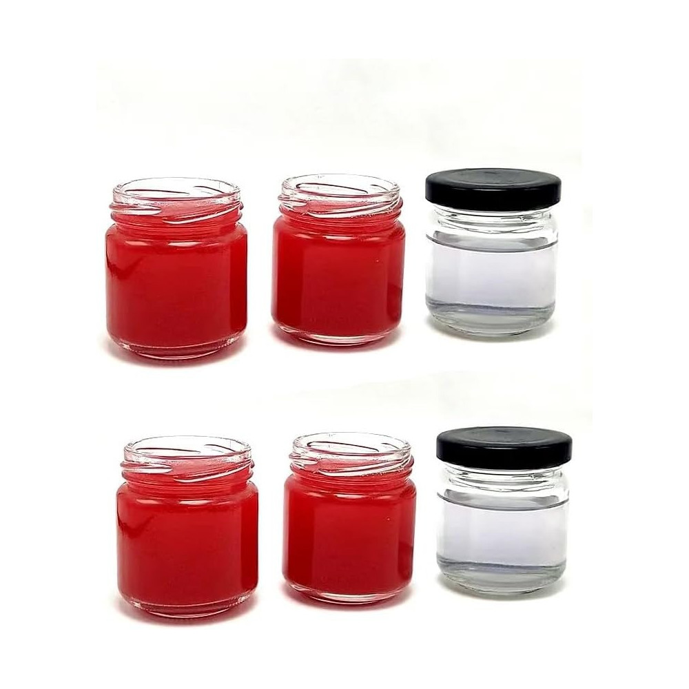 Small Glass Jar With Twist Black Lids, Airtight Food Storage Honey Jar Favors Leak Proof Seal (6, Round, 25Ml)