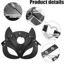 Braingiggles Black Cat Woman Mask, Faux Leather Halloween Costume Accessory For Masquerade, Dress Up And Cosplay Parties