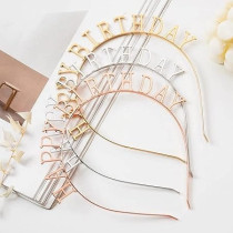 Brain Giggles Happy Birthday Letter Design Headband, Rose Gold