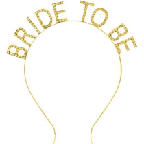 Braingiggles Bride-To-Be Rhinestone Headband, Elegant Alloy Bridal Hair Accessory With Sparkling Letters (Gold)