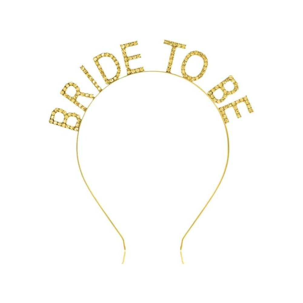 Braingiggles Bride-To-Be Rhinestone Headband, Elegant Alloy Bridal Hair Accessory With Sparkling Letters (Gold)