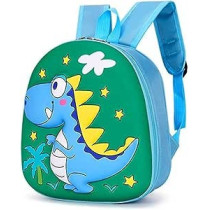 Braingiggles Small School Bag For Kids, Cute 3D Dinosaur Bag (Green)