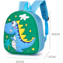 Braingiggles Small School Bag For Kids, Cute 3D Dinosaur Bag (Green)