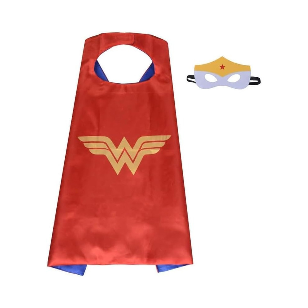 Braingiggles Wonder Woman Cape And Mask Costume Set For Kids, Superhero Cape Cosplay Costume